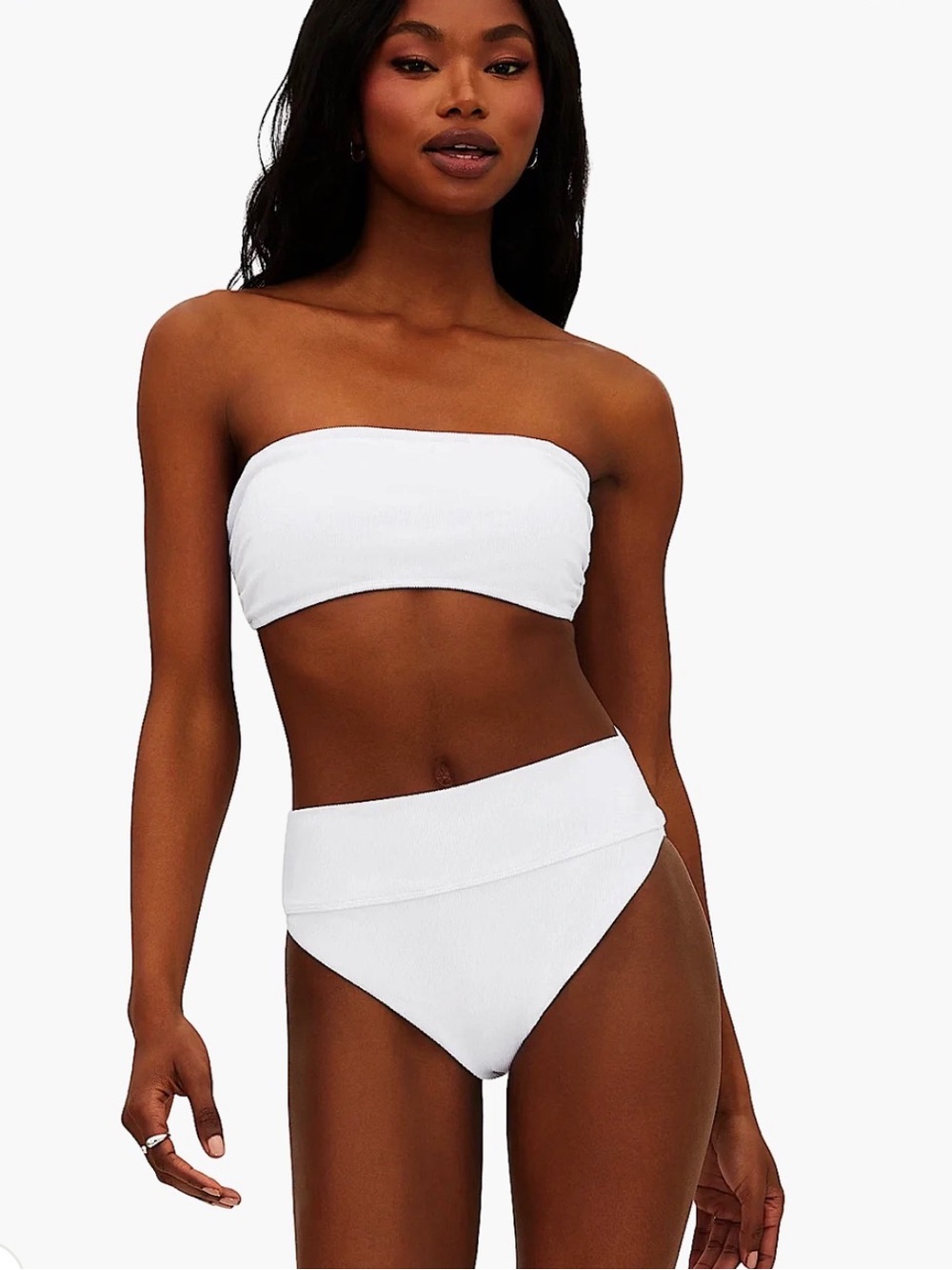 Kelsey Highway Beach Riot White Bandeau High-Waist Bikini Top